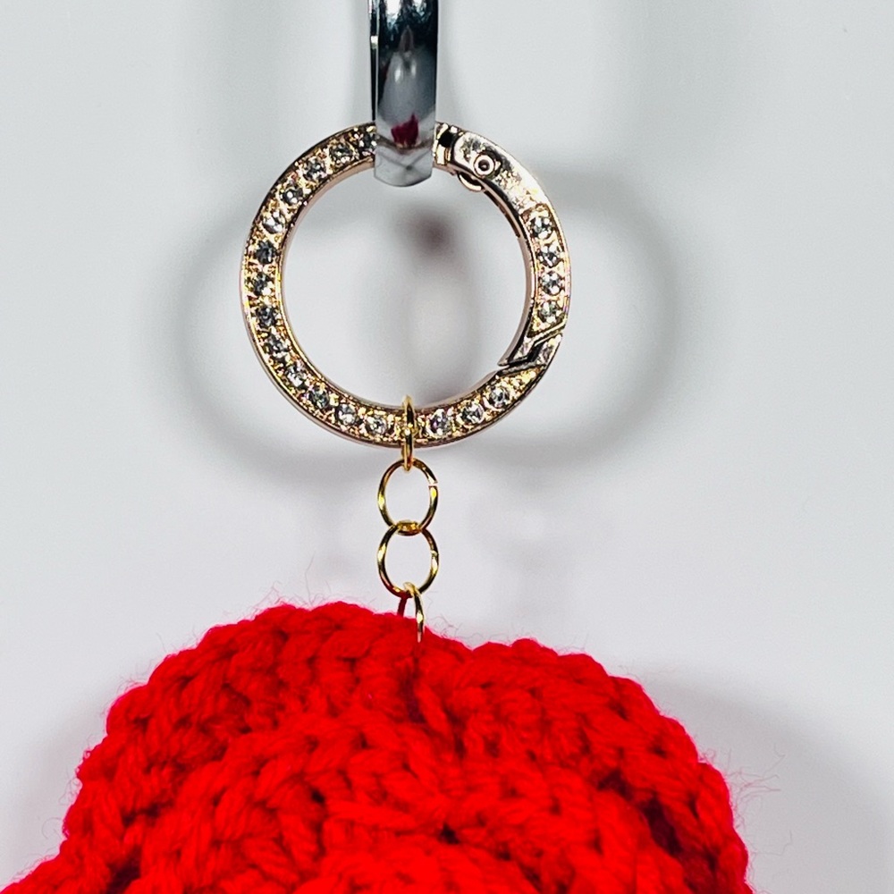 Red Crochet Flower Bag Charm - Picture 2 of 6
